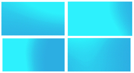 Blue pop art background, set