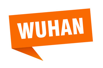 Wuhan speech bubble. Wuhan ribbon sign. Wuhan banner