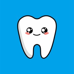 Cartoon of Cute Teeth Character Design, Teeth Icon Illustration Template Vector