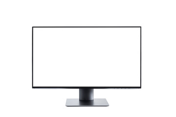 Modern computer screen, LCD computer blank screen monitor with clipping path isolated on white background. Mock up for display