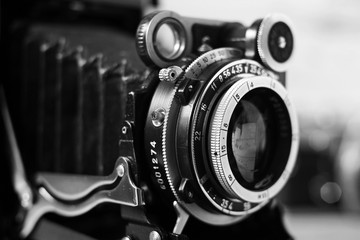 Fototapeta na wymiar Lens of an old film camera