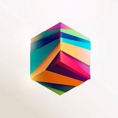 Colorful cube. Art geometric primitive