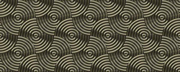 Groovy metallic circle overlaping seamless pattern background