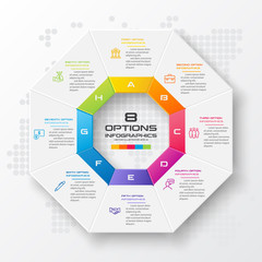 Octagon infographic fot business concept with 8 options,Abstract design element,Vector illustration.