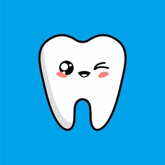 Cartoon of Cute Teeth Character Design, Teeth Icon Illustration Template Vector