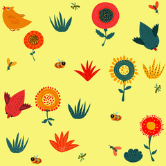 pattern birdies yellow