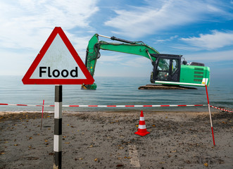 concept photo of a flooding road due to climate change