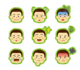 男の子　喜怒哀楽　アイコン　セット