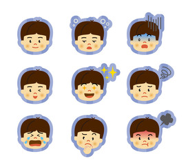 男の子　喜怒哀楽　アイコン　セット