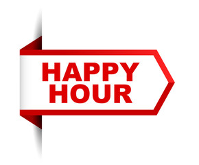 red vector banner happy hour