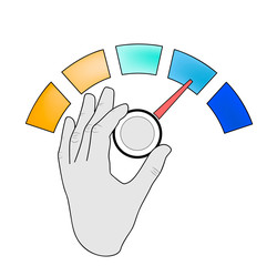 hand twists the adjustment knob. vector illustration.