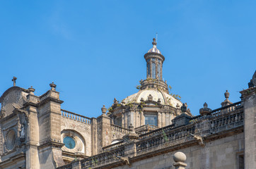 Metropolitan cathedral in Mexico city. Details of colonial architecture. Travel photo. Wallpaper or background. Latin america.