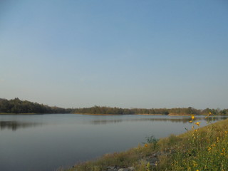 landscape with lake and clouds