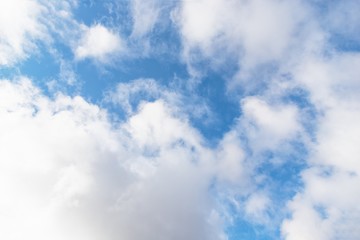 Light blue sky with cirrocumulus clouds. Beautiful sky background