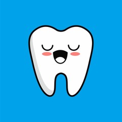 Cartoon of Cute Teeth Character Design, Teeth Icon Illustration Template Vector