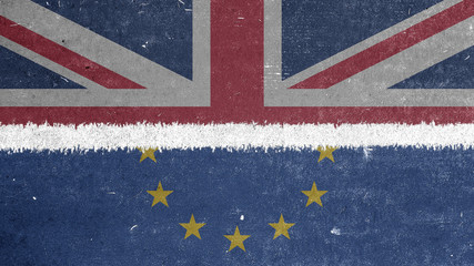 Brexit, UK & EU Flags on textured surface