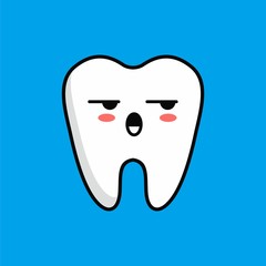 Cartoon of Cute Teeth Character Design, Teeth Icon Illustration Template Vector
