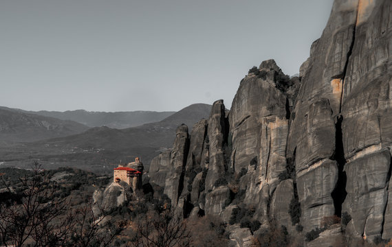 the holy monastery of saint Nicolas Anapafsas in Meteora Kalampaka Greece is open all year for visit until midday