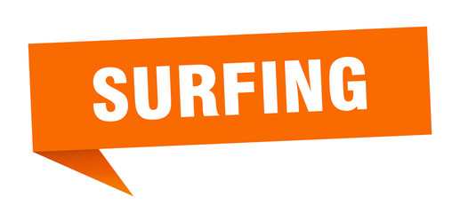 surfing speech bubble. surfing ribbon sign. surfing banner