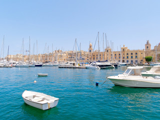 Beautiful port of Malta. In the background the city of Birgu.