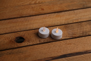 white led and plastic candles