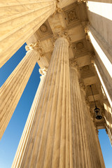 Fototapeta premium Columns in front of Supreme Court in Washington DC daytime