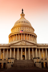 US Capitol Building in Washington DC at sunset