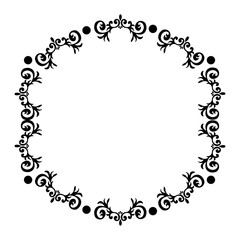 Lace black patterned frame with monograms. Decorative elements