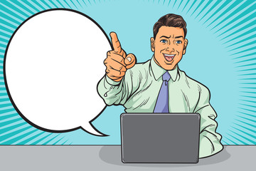 Businessman you gesture. Pop art retro illustration vintage kitsch