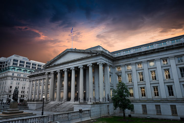Exterior of United States Department of Treasury - obrazy, fototapety, plakaty