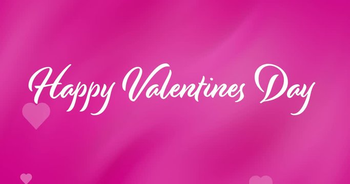 Handwritten Happy Valentine's Day Text on a Pink  Gradient Background w ith Falling Hearts
