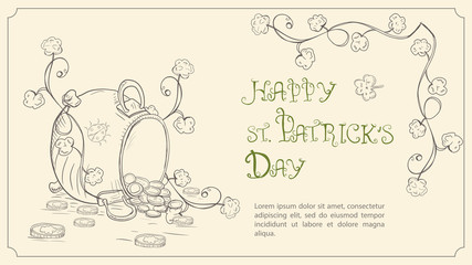 Fototapeta premium illustration 2 outline banner for making a design on the theme of St Patricks day in the style of Doodle
