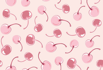 Red cherry seamless pattern vector and dots for background and texture -vector illustration