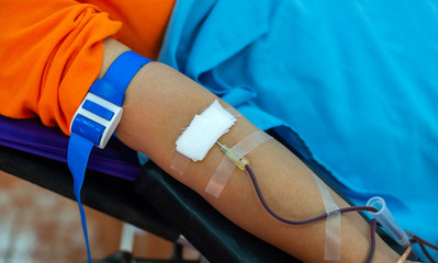 Blood supply  and Blood Donation.Photo select focus.