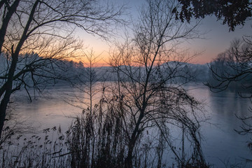 scenic view on jasna lake in winter time, kranjska gora, slovenia