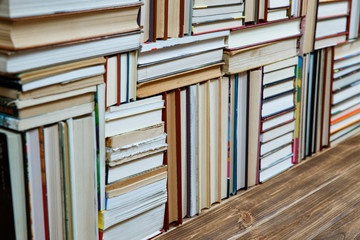 Books stack texture and background