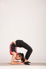 Teen girl in dance, yoga, gymnastic poses, isolated on white