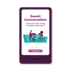 Mobile app with people having conversation sketch vector illustration isolated.