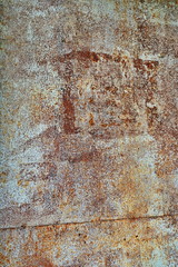 Brown worn, scratched, rusty metal background textures. Grunge, abstraction, design. Space for text. Vertical