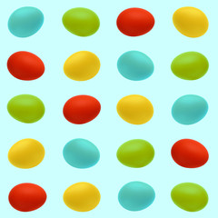 Easter Eggs colorful seamless pattern on light blue background