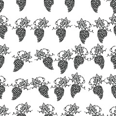  Vector illustration. Monochrome seamless pattern in the form of clusters of grapes. Design of covers, screensavers, textile print.