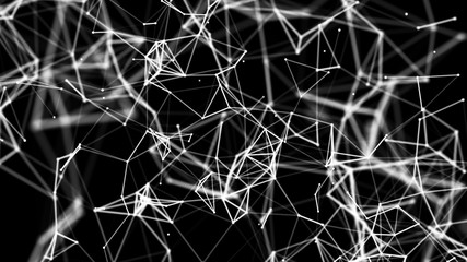 Digital plexus of glowing lines and dots. Abstract background. 3D rendering. Network or connection. 3d rendering.