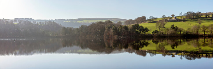 Fototapeta premium Panorama of Damflask reservoir, Bradfield, Yorkshire on a calm day