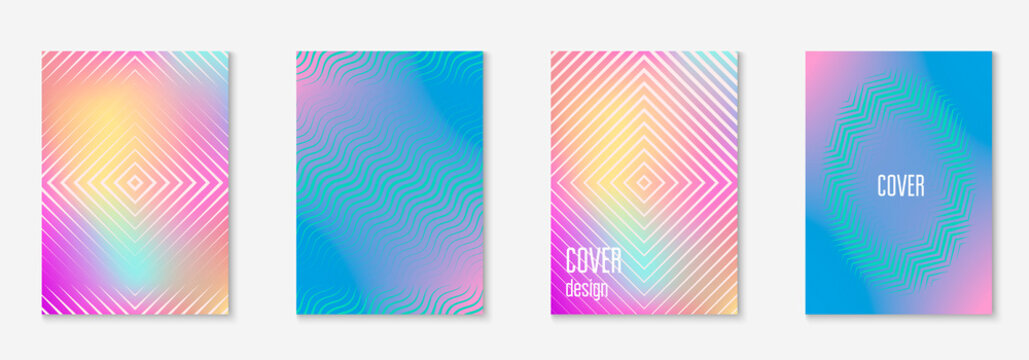 Music cover. Holographic. Minimalistic web app, certificate, invitation, annual report layout. Music cover with minimalist geometric line and trendy shapes.