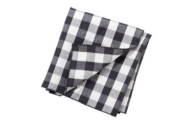 Napkin isolated on white. Multi-colored linen napkins for restaurant. Mock up for design. Top view.