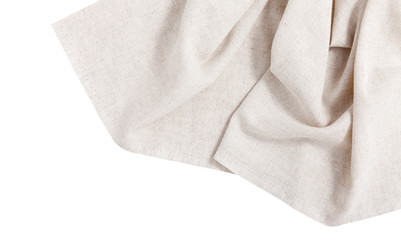 Napkin isolated on white. Multi-colored linen napkins for restaurant. Mock up for design. Top view.