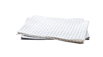 Napkin isolated on white. Multi-colored linen napkins for restaurant. Mock up for design. Top view.