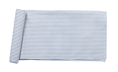 Napkin isolated on white. Multi-colored linen napkins for restaurant. Mock up for design. Top view.