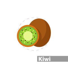 Kiwi fruit slice vector flat illustration icon