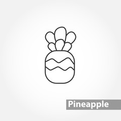 pineapple vector line icon on white background